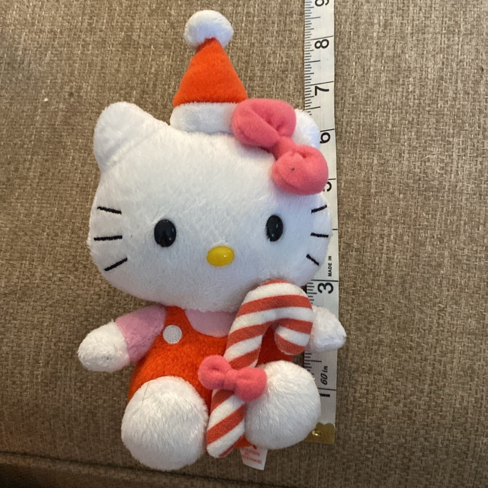 SANRIO HELLO KITTY TY beanie baby boo Christmas sacra hat candy cane overall - Picture 4 of 4